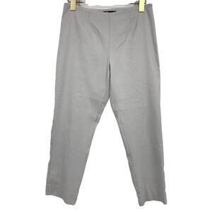 Jarbo Crop Trouser Pants 36/6 Mid Rise Flat Front Split Back Hem Pull On Gray